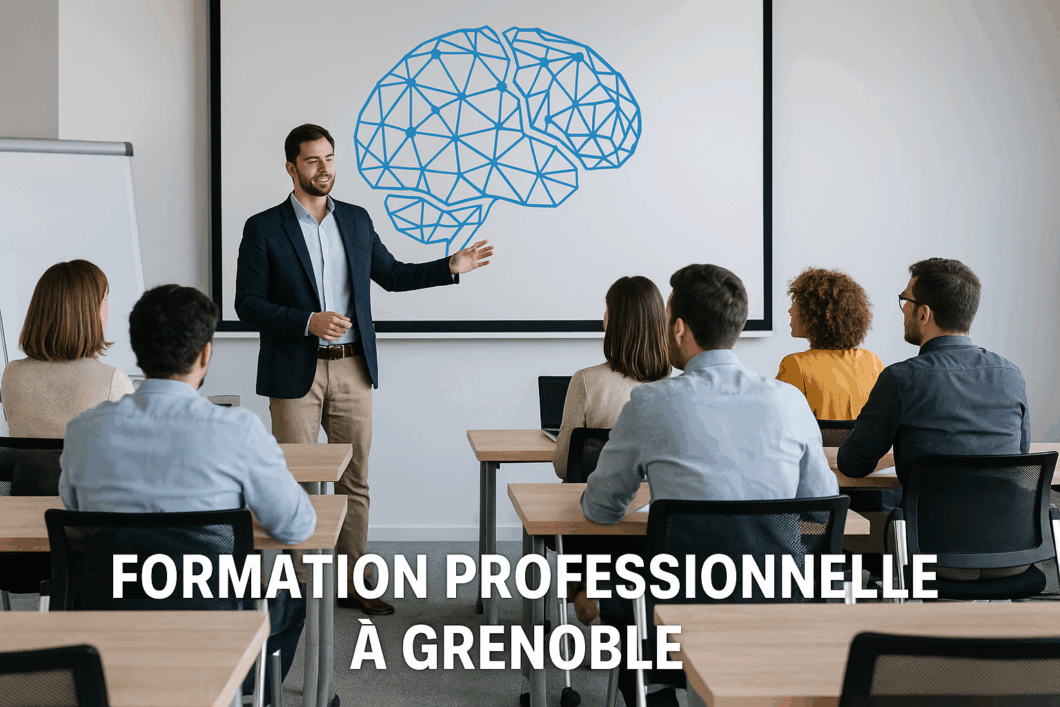 Groupe d’adultes en formation dans une salle moderne à Grenoble