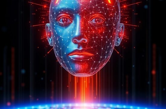 Une image attractive d'un monde ou l'intelligence artificielle est primordiale avec comme titre "2025 : Comment se reconvertir dans l’intelligence artificielle : le plan étape par étape pour réussir"