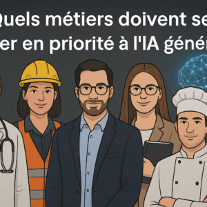 Illustration de cinq professionnels, IA générative et formation : quels métiers doivent se former en priorité ?