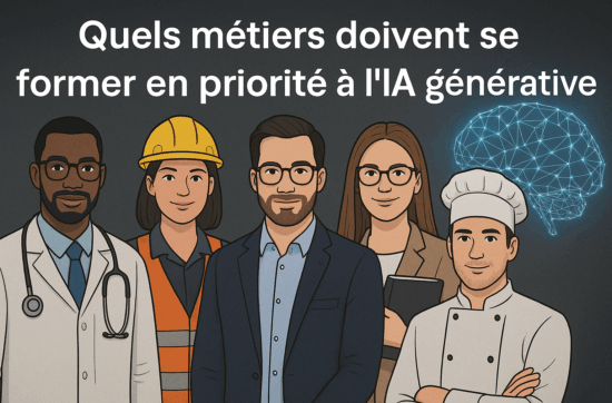Illustration de cinq professionnels, IA générative et formation : quels métiers doivent se former en priorité ?