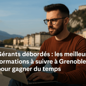 Un gérant d’entreprise à Grenoble en pleine pause détendue après avoir suivi une des formations pour gérants à Grenoble sur la gestion du temps et l’automatisation.