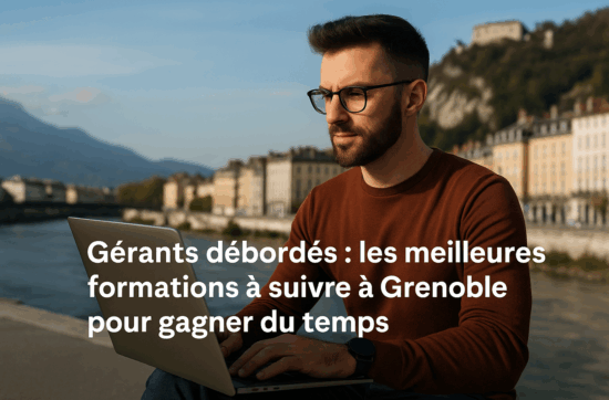 Un gérant d’entreprise à Grenoble en pleine pause détendue après avoir suivi une des formations pour gérants à Grenoble sur la gestion du temps et l’automatisation.