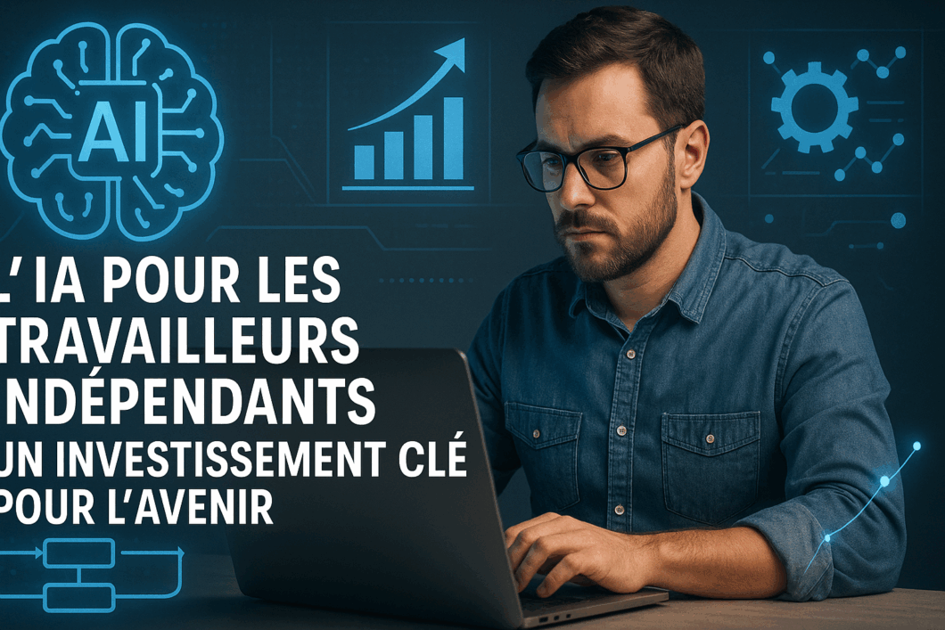 Un travailleur indépendant utilisant des outils d'IA pour optimiser ses processus métier.