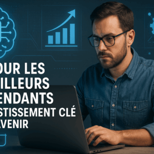 Un travailleur indépendant utilisant des outils d'IA pour optimiser ses processus métier.