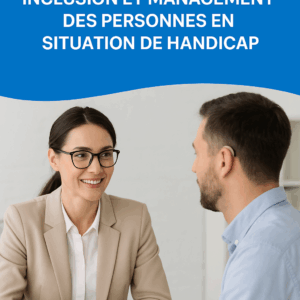 Illustration de la prise en compte des handicaps dans le recrutement avec des collaborateurs et un manager travaillant dans un environnement inclusif