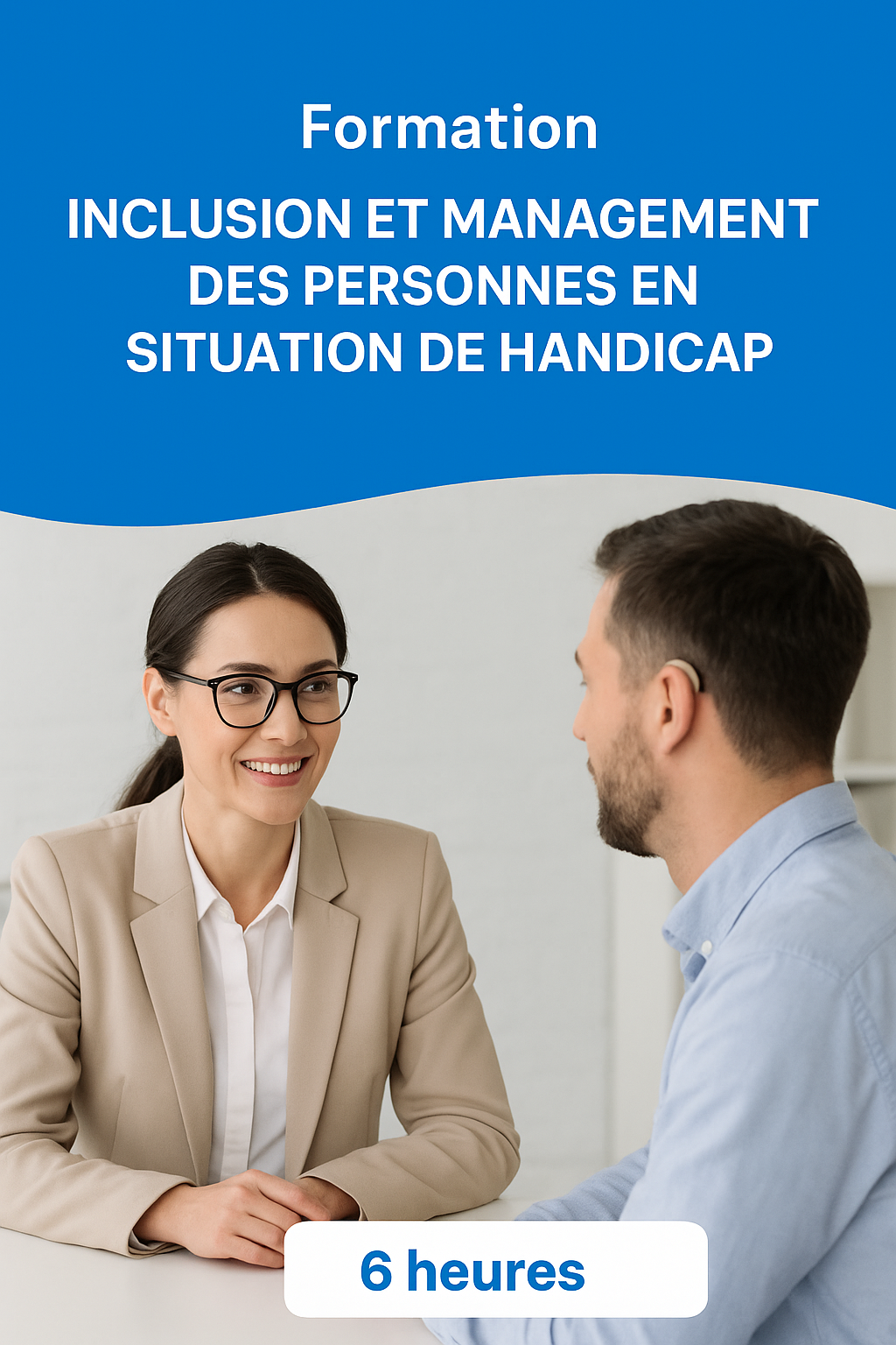 Illustration de la prise en compte des handicaps dans le recrutement avec des collaborateurs et un manager travaillant dans un environnement inclusif