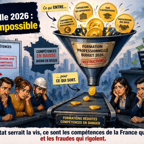CPF 2026 : plafonnement à 1500€, reste à charge de 150€, délais OPCO de 6 semaines, budgets en baisse de 30%. Découvrez comment l’État asphyxie la formation pour les salariés ET les entreprises, alors que les besoins en compétences n’ont jamais été aussi urgents. Analyse critique, chiffres clés et solutions.